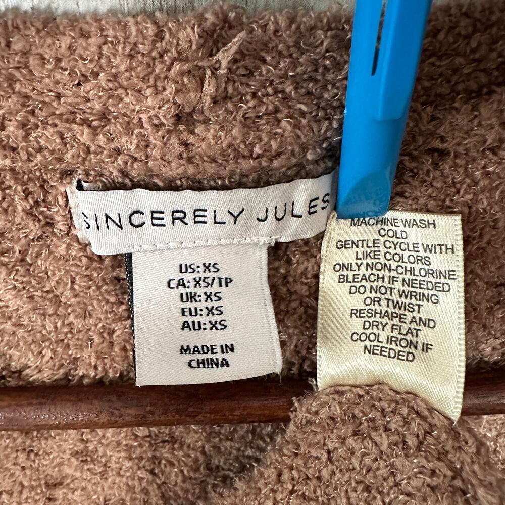 Sincerely Jules Duster Cardigan XS Tan Chunky Cable Knit Relaxed Fit Grandmacore - Picture 6 of 6